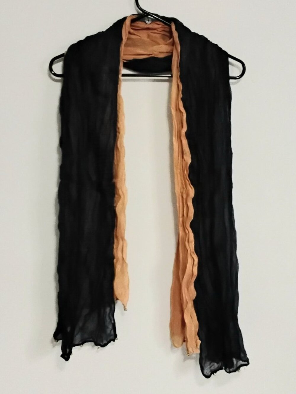 3/$25 Beautiful 72" Blue & Tan Scarf/Wrap with Gold Ball Accents NWOT!!